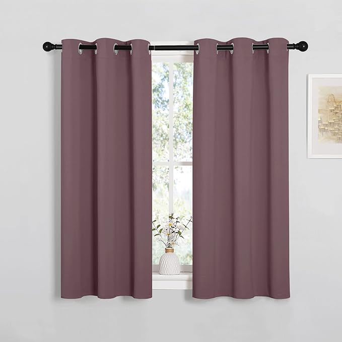 NICETOWN Bedroom Curtain Panels Blackout Draperies, Dry Rose, 1 Pair, 34 by by NICETOWN
