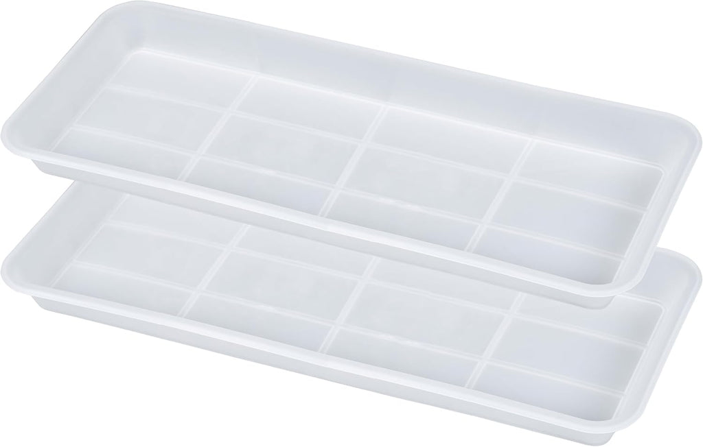 VUWEZ 6 Pack Plastic Plant Tray Saucer Rectangular, Heavy Duty Planter Saucers for Indoors, Plant Water Drip Trays for Flower Pot Planter, Windowsill Pot Tray, Seed Starting Growing Trays