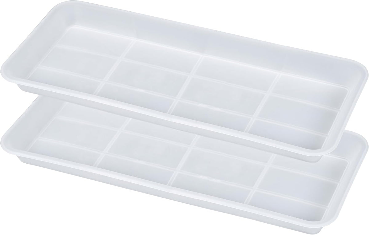 VUWEZ 6 Pack Plastic Plant Tray Saucer Rectangular, Heavy Duty Planter Saucers for Indoors, Plant Water Drip Trays for Flower Pot Planter, Windowsill Pot Tray, Seed Starting Growing Trays