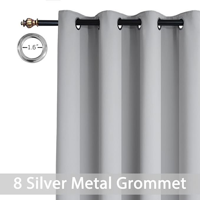 Yakamok Light Gray Blackout Curtain Panels 96 inches - Image 2
