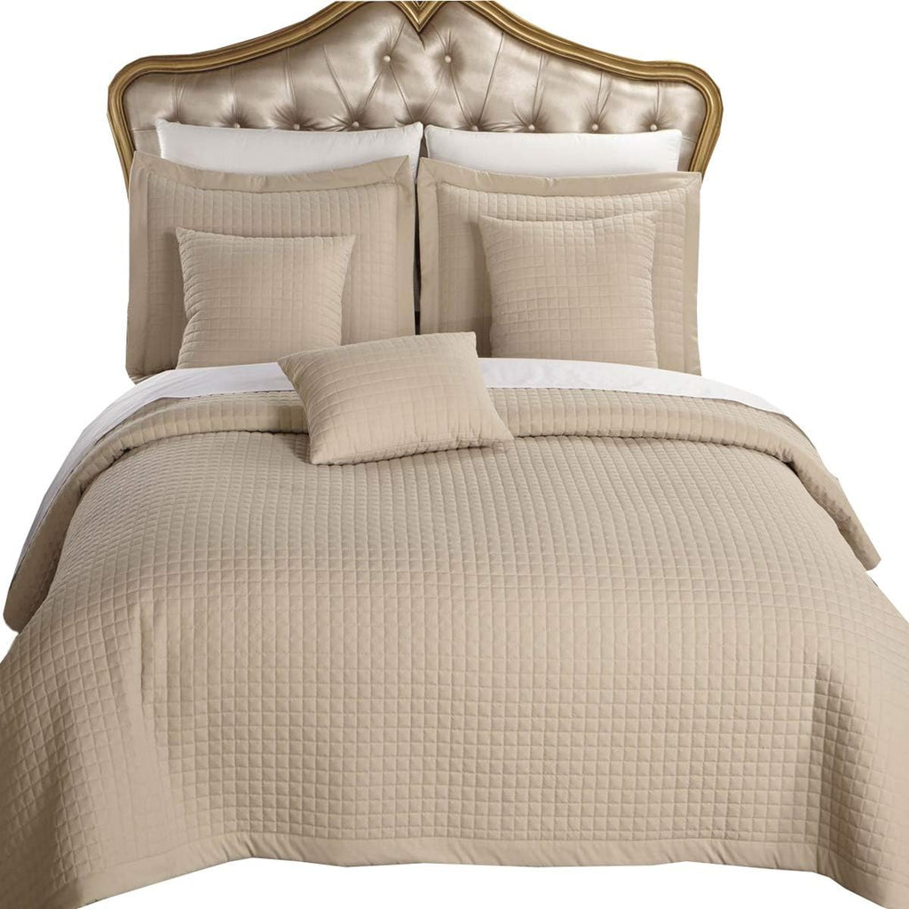 Royal Hotel 2PC Twin Extra-Long Coverlet Set – Soft Quilted Checkered Bedspread, Lightweight Filled Quilt, Breathable Plush Bedding