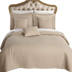 Royal Hotel 2PC Twin Extra-Long Coverlet Set – Soft Quilted Checkered Bedspread, Lightweight Filled Quilt, Breathable Plush Bedding