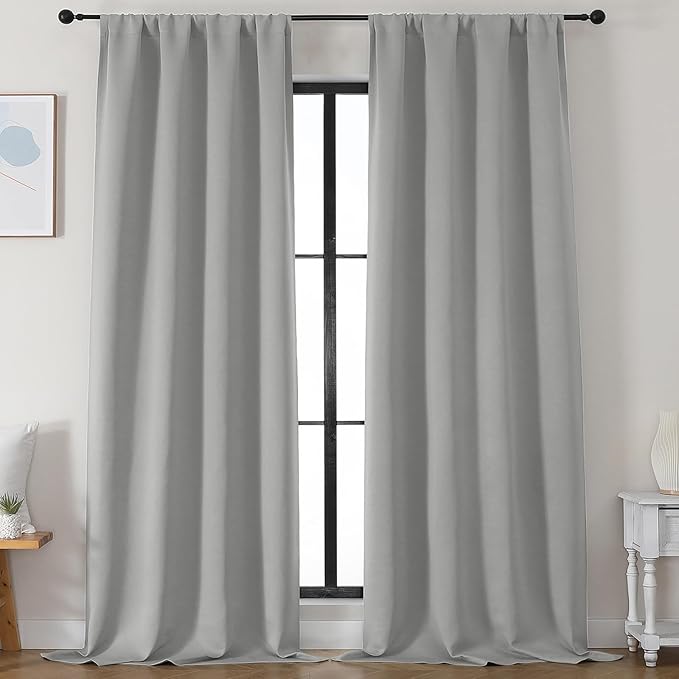 Simplebrand Silver Grey Blackout Curtains by Simplebrand
