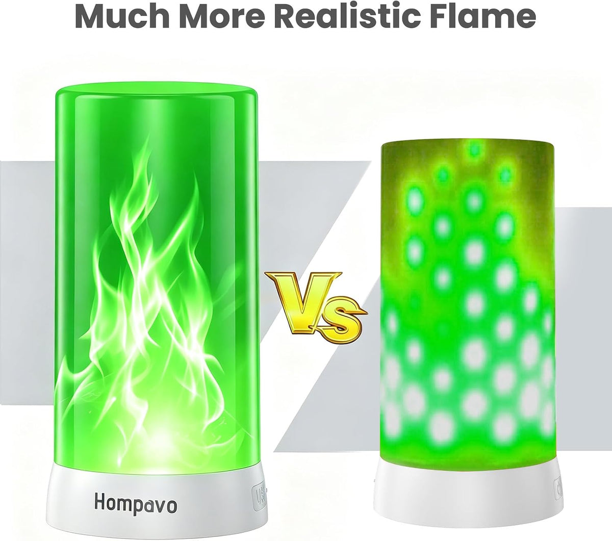 Hompavo 【Upgraded】 Flame Lights with Remote, Timer, 4-Mode Rechargeable