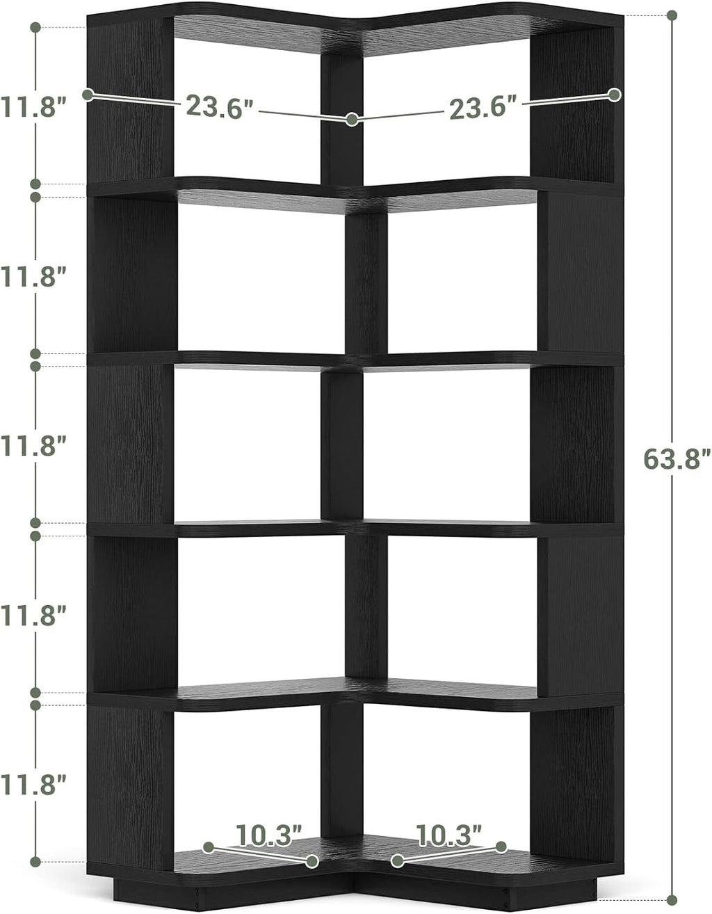 Armocity Corner Book Shelf, 6-Shelf L Shaped Corner Bookshelf with Baffle