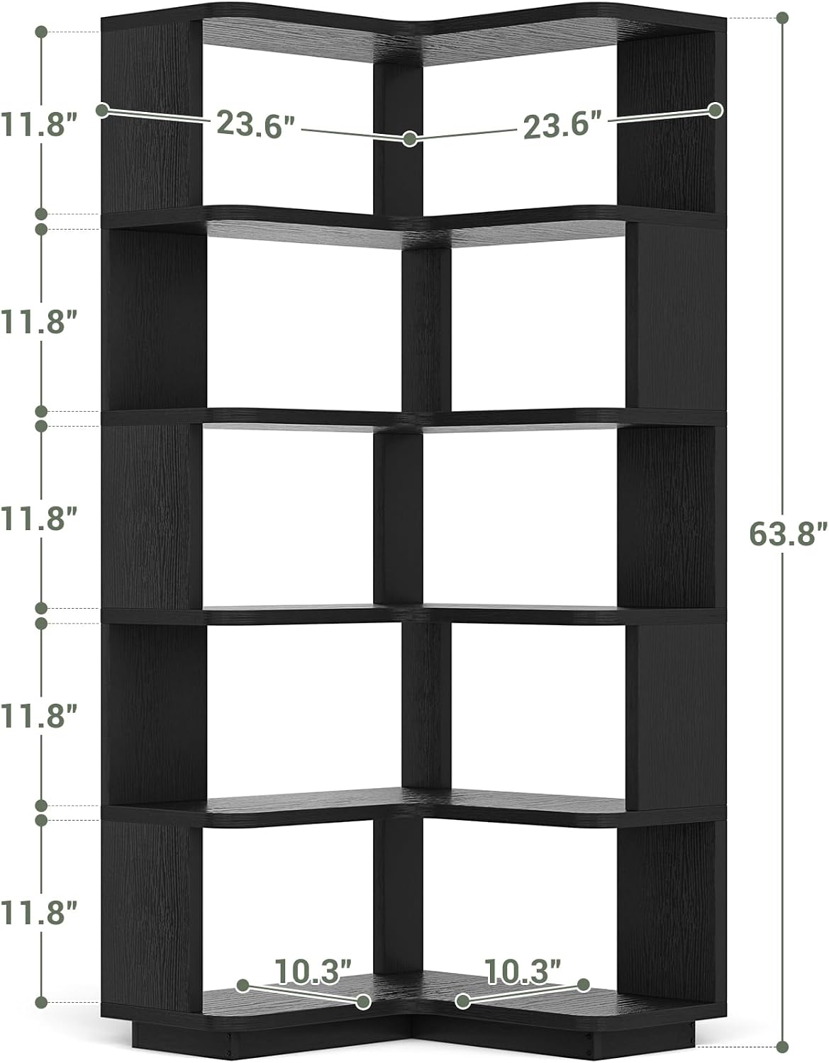 Armocity Corner Book Shelf, 6-Shelf L Shaped Corner Bookshelf with Baffle