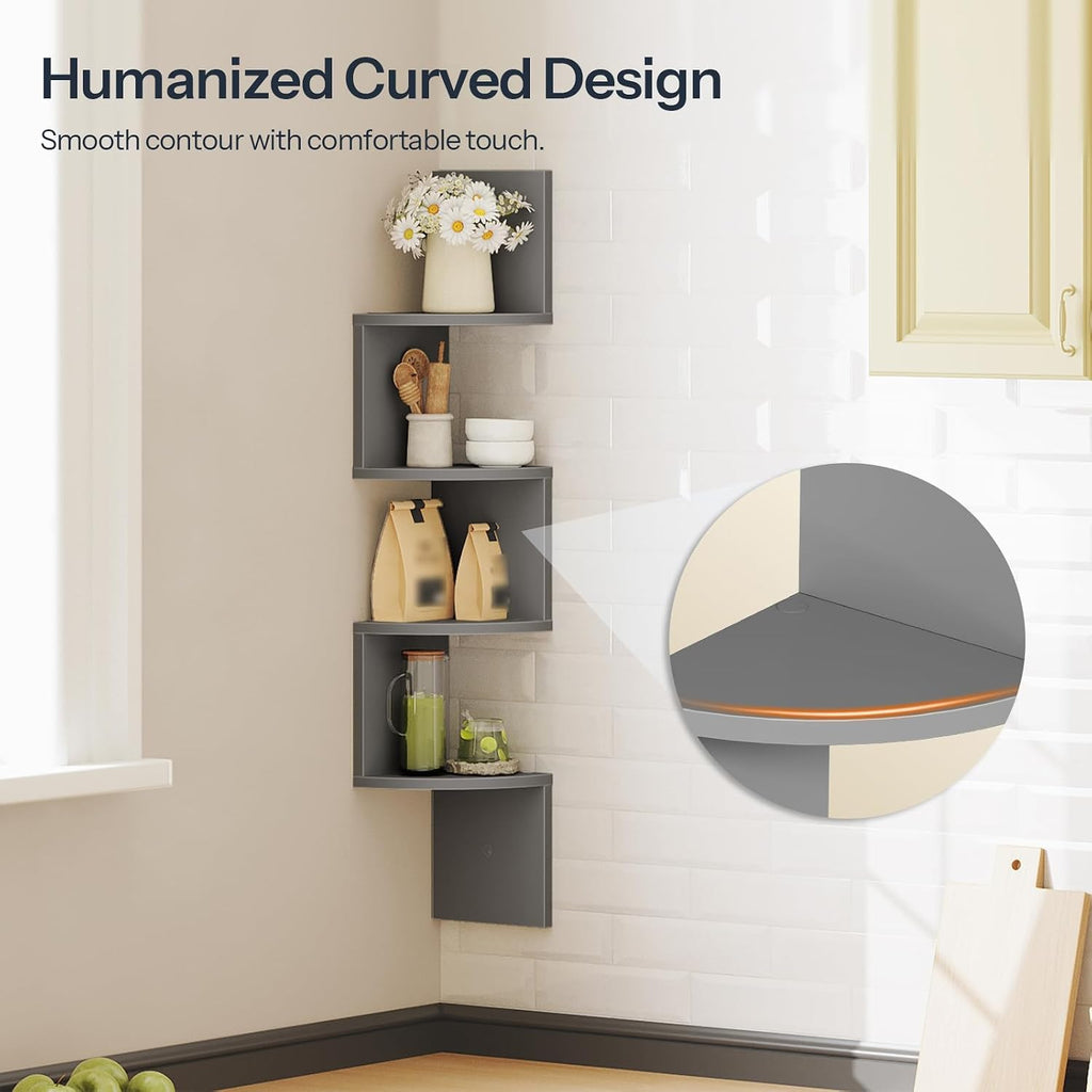 HOOBRO Corner Shelf Wall-Mounted, Set of 2 Floating Corner Shelves for Wall