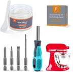 Grease Kit Compatible with KitchenAid Stand Mixer, 4 Oz Food Grade Grease & 4-in-1 Screwdriver Set with Spatula, Mixer Repair & Maintenance Kit, Reduces Gear Wear & Noise