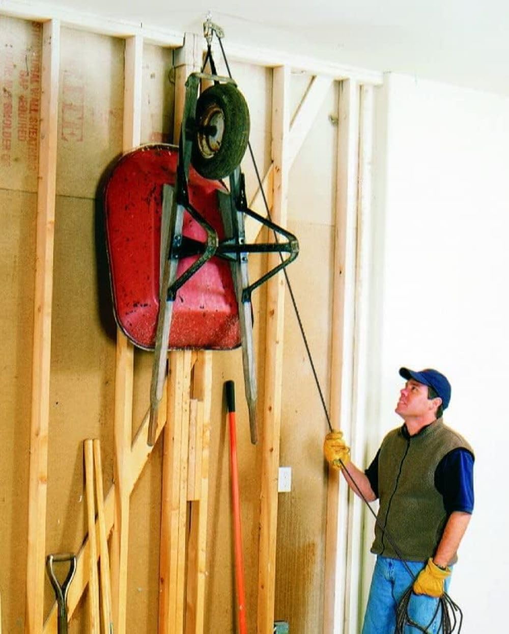 HARKEN Ceiling Mounted Garage Storage Pulley System Racks for Bikes, Boxes, 45lb Max, 16ft, 7800.16