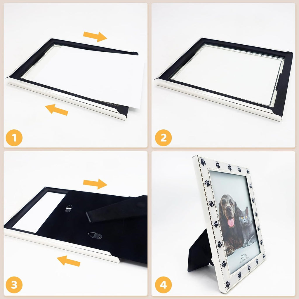 Dog Picture Frame - 5x7 Metal Cute Picture Frames,Pet Memorial Gifts for Dogs Perfect for Home Decor, Office Desk & Gifting to Pet Lovers