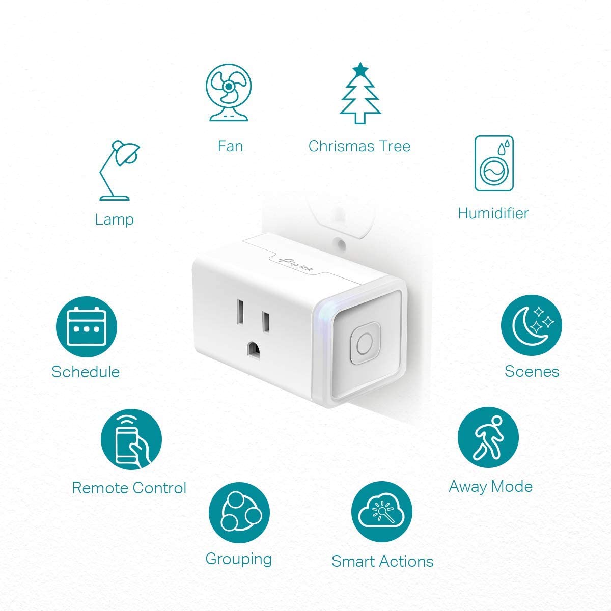 Kasa Smart Plug HS103P4, Smart Wi-Fi Outlet, Touch Actuator, Works with Alexa, Echo, Google Home, No Hub Required, 15 Amp, UL Certified, 4-Pack, White