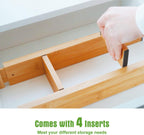 4 Pcs Expandable Bamboo Drawer Dividers, Fits 17.6-21.6" Drawers