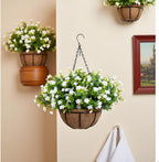White Artificial Flowers for Hanging Baskets Outdoor, Faux Plant Decor