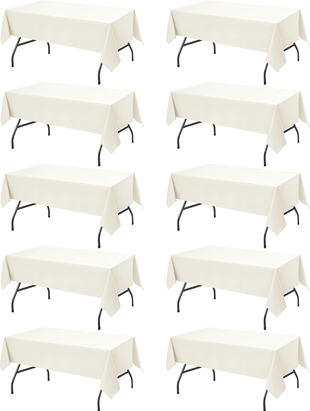 10-Pack Ivory Tablecloths for Rectangle Tables, 60 x 102 Inches