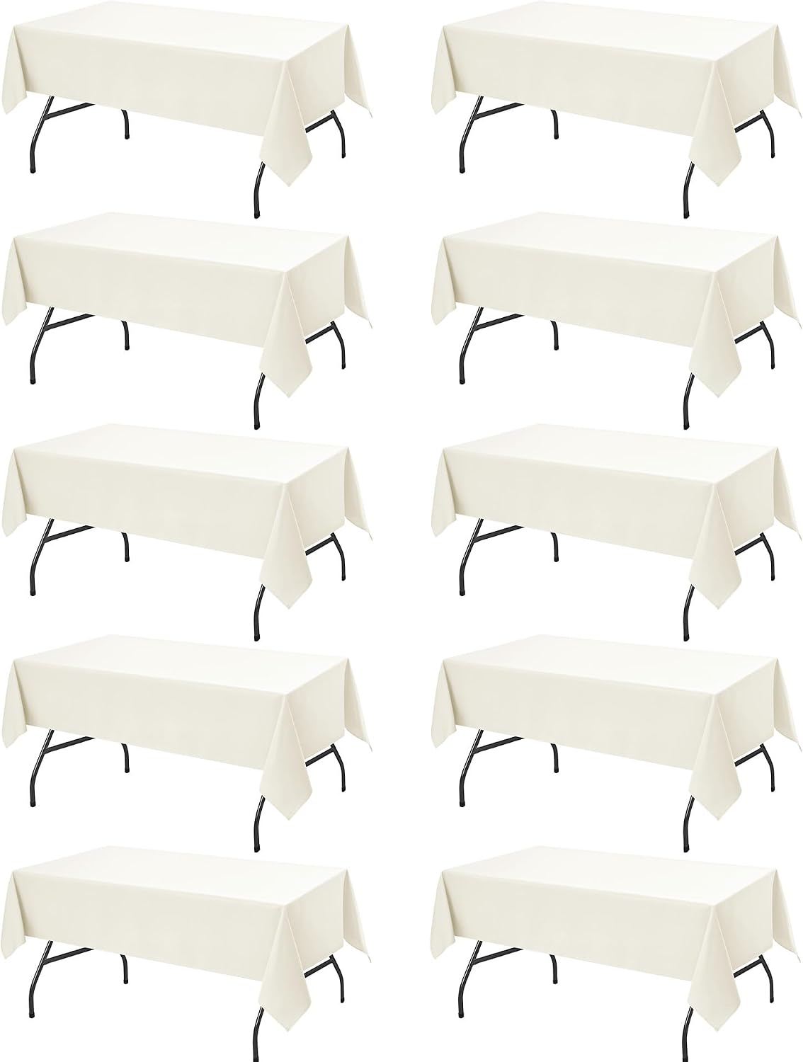10-Pack Ivory Tablecloths for Rectangle Tables, 60 x 102 Inches