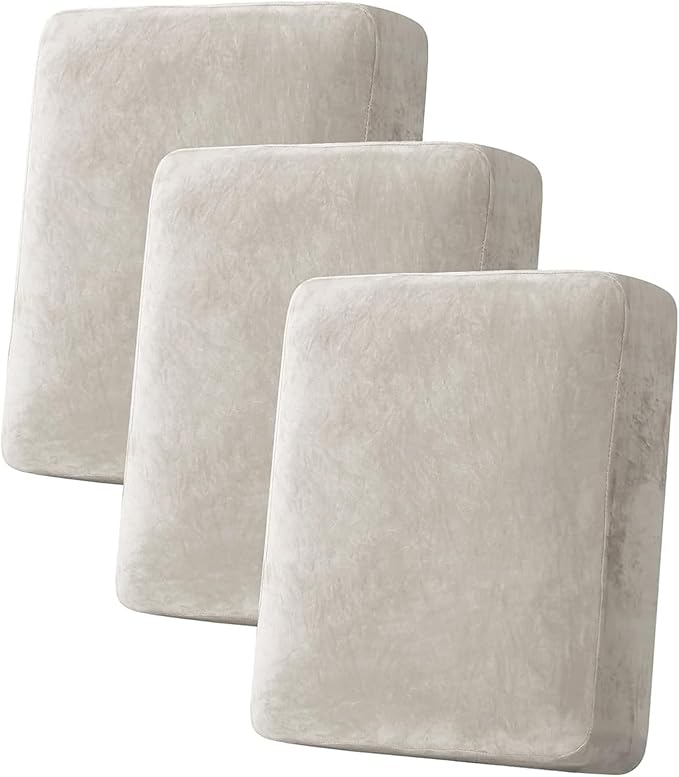 H.VERSAILTEX Velvet Stretch Couch Cushion Cover Plush Cushion Slipcover by HVERSAILTEX