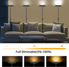 JOOFO LED Torchiere Floor Lamp with Remote, Stepless Dimmable, Black Gold