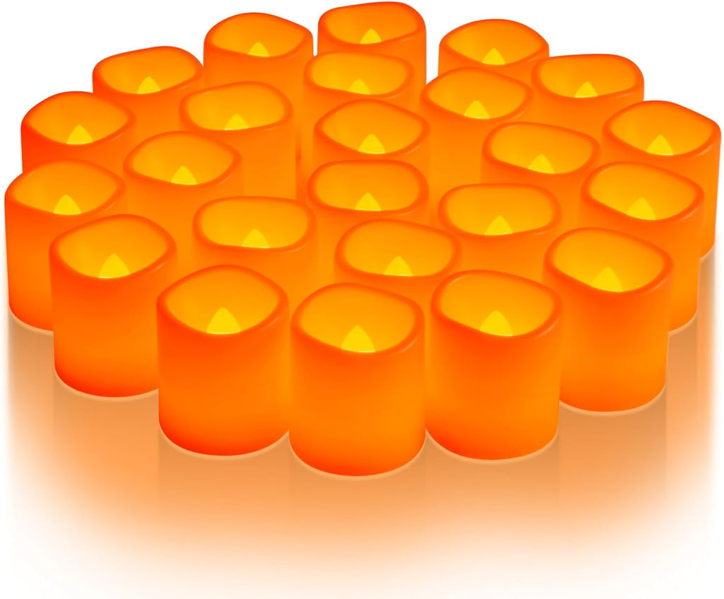 Homemory 24 Pack Ivory Flameless Flickering LED Votive Tealights Candles
