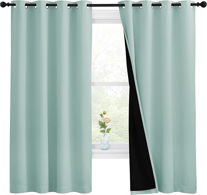 NICETOWN Aqua Blue 100% Blackout Lined Curtains, 2 Thick Layers Completely by NICETOWN