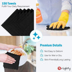 Orighty Microfiber Cleaning Cloth Bulk, 150 Pack Shop Towels 12x12in, Black