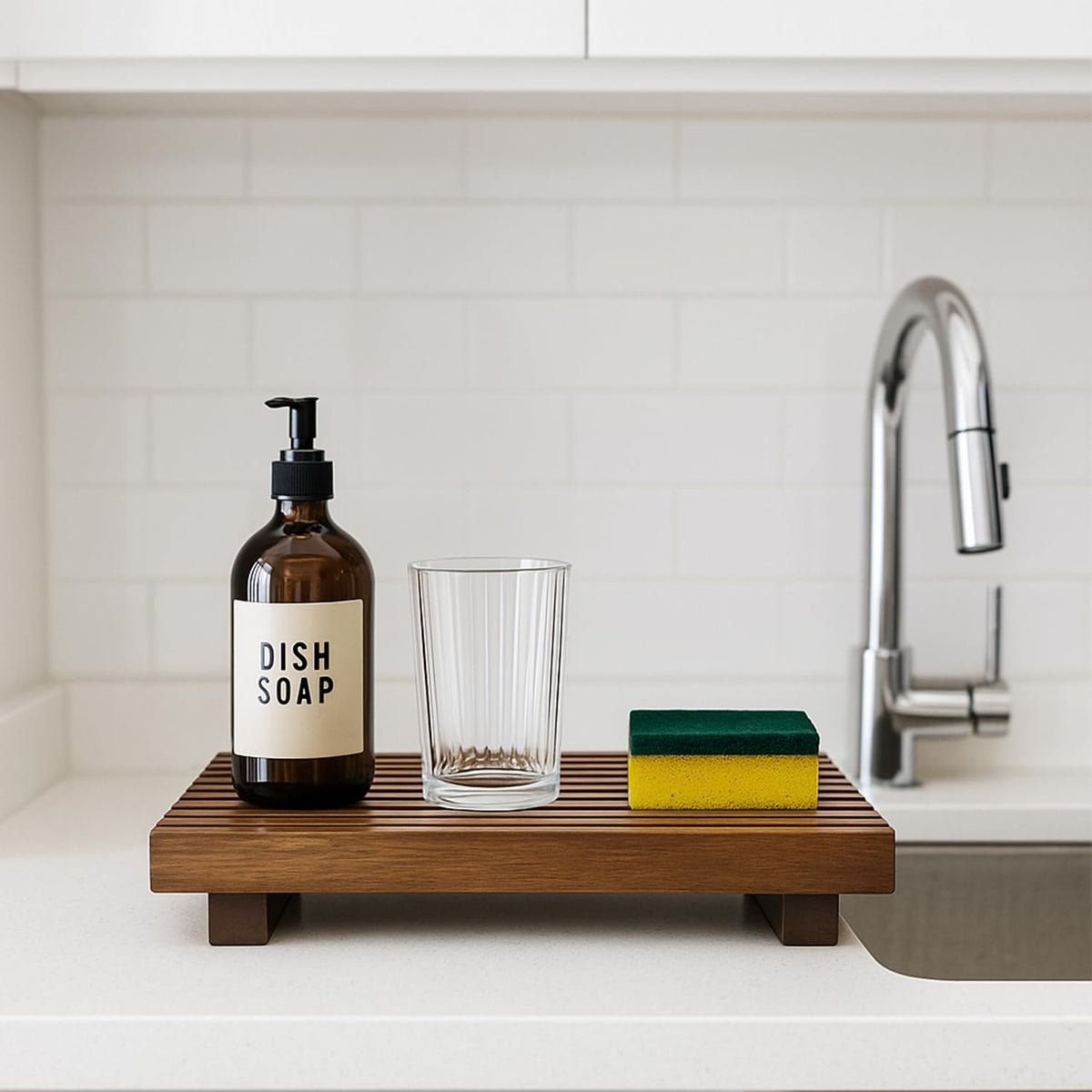 Acacia Wood Risers for Bathroom Tray Kitchen Counter Decor Sink Soap Dish