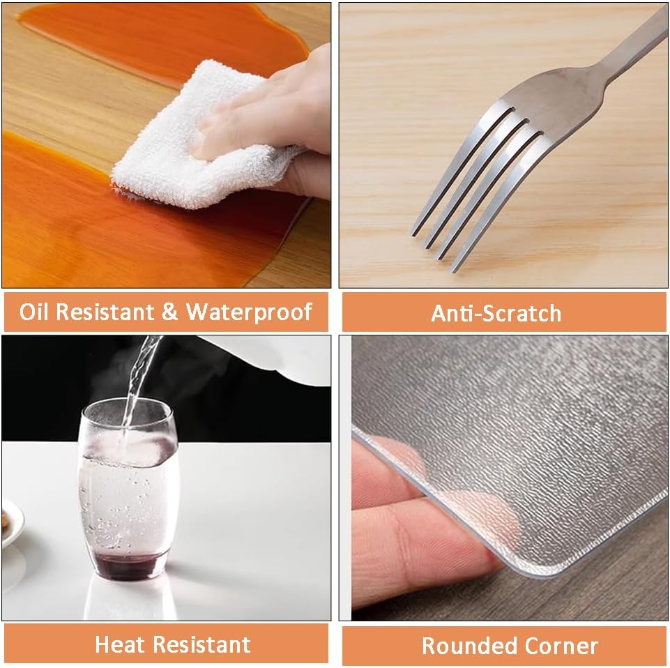 Kasepie Clear Table Protector 42x72 Inch, 2mm Thick PVC Table Cover for Kitchen & Dining Room, Scratch-Resistant Waterproof Desk Mat - Rectangle Plastic Tabletop Cover