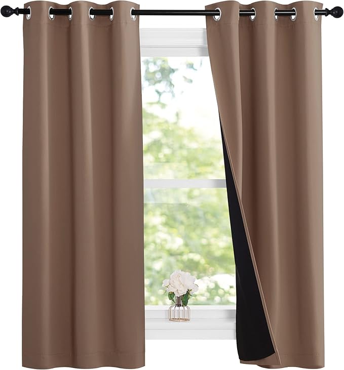 NICETOWN Cappucciono Kitchen Full Blackout Short Curtain Panels, Super Thick - Image 2