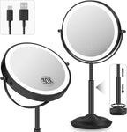 8" Lighted Makeup Mirror with Light,30X Magnifying Height Adjustable Mirror