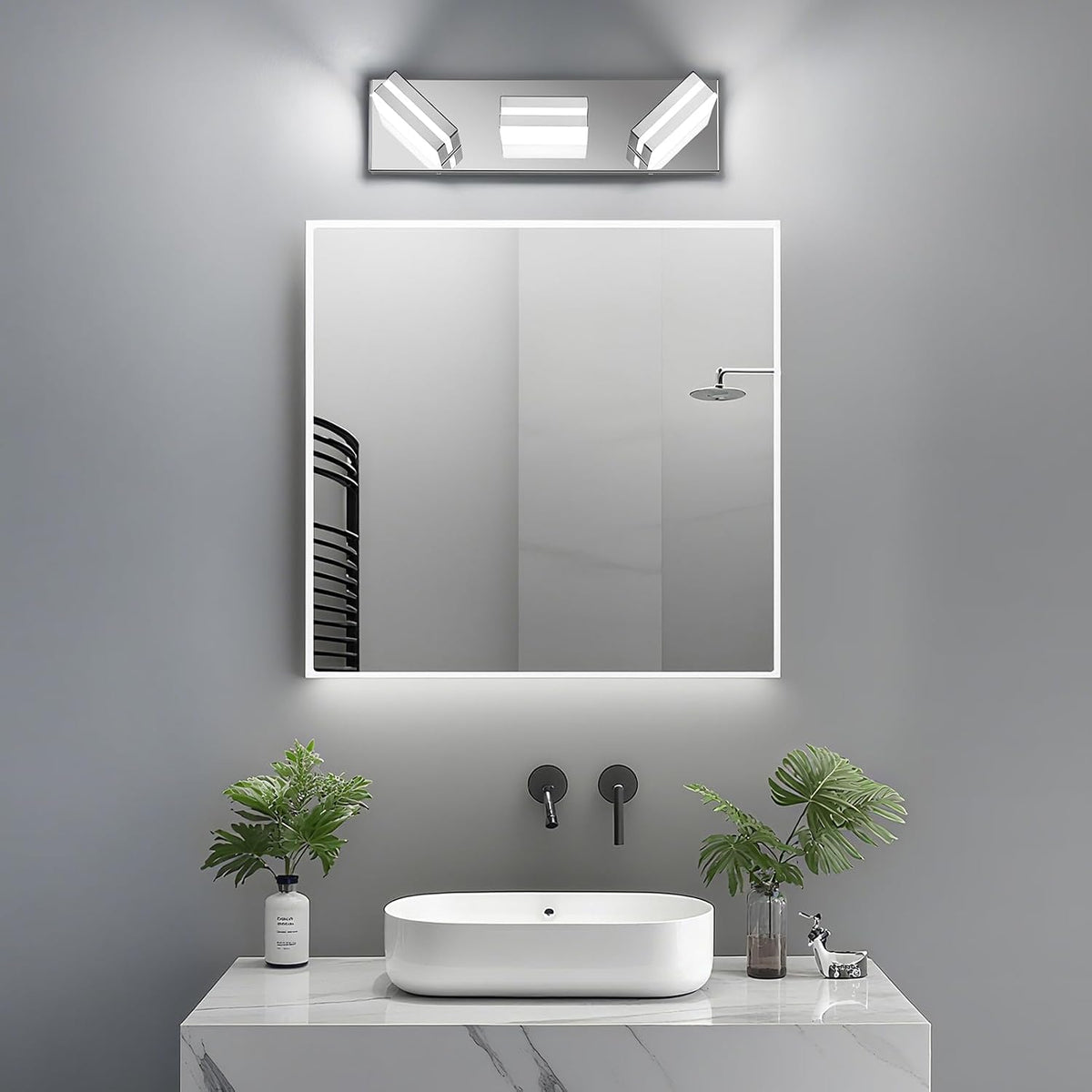 Modern LED Stainless Steel Chrome Acrylic Bathroom Lights Fixtures 3-Light