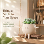 2 PCS Swinging Face Plant Pots 【Thicken Version】 Unique Cute Hanging Succulent Cactus Flower Head Resin Planters Pots for Indoor & Outdoor, Creative Novelty Decorative Planter Gift for Home Garden