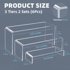Goabroa Clear Display Risers, 8'' Display Shelves, Riser for Decor, 6 Pcs