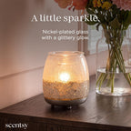 Scentsy Glisten Nickel-Plated Glass Wax Warmer, Glam Decor