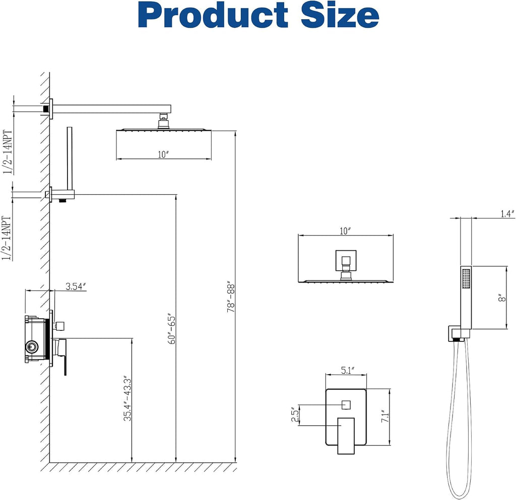 ESNBIA Rain Shower Head with Handheld Spray Combo, 10" Brushed Nickel