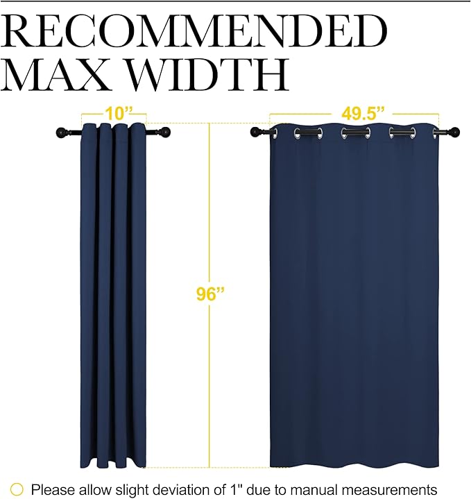 NICETOWN Navy Blackout Curtains 96" Long - Image 7