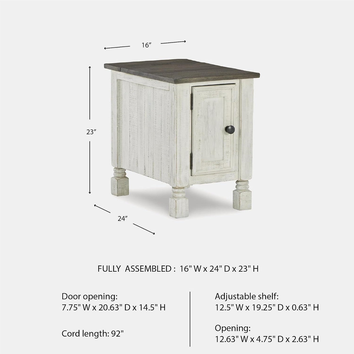 Signature Design by Ashley 1-Piece Chairside End Table, White/Gray
