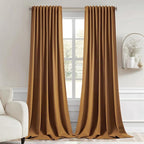 MIULEE Golden Brown Back Tab Blackout Curtains 120 Inch Long 2 Panels Set by MIULEE