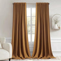 MIULEE Golden Brown Back Tab Blackout Curtain 96 Inch Long 2 Panels Set by MIULEE