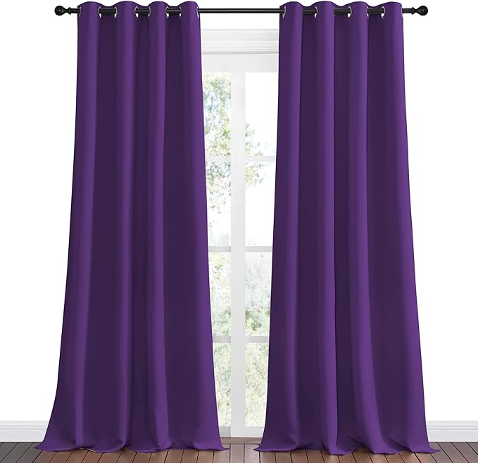 NICETOWN Purple Blackout Curtains 90 inches Long, Niose Reducing and Thermal - Image 2