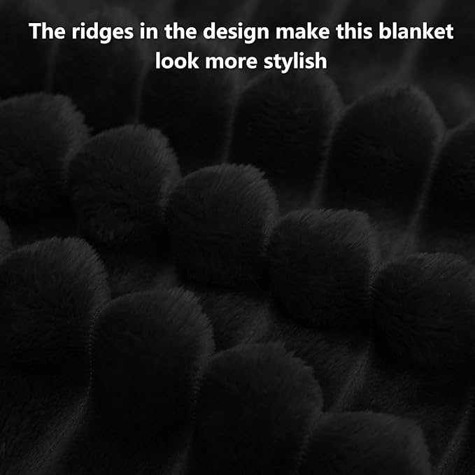 HIMEET Black Ribbed Throw Blanket - Image 9