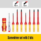 1000V Insulated Electrician Tool Set, 9PCS VDE Certified Electrical Repair Kit with Screwdrivers and Portable Canvas Bag, Magnetic Phillips Slotted Tips for Home & Industrial Maintenance
