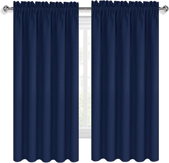 DWCN Bedroom Blackout Curtains 60 x 63 Inches Length 2 Panels Set, Solid - Image 9