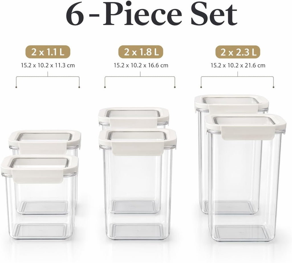 Kitchen Storage Containers, Set of 6, Food Organization and Storage Solution