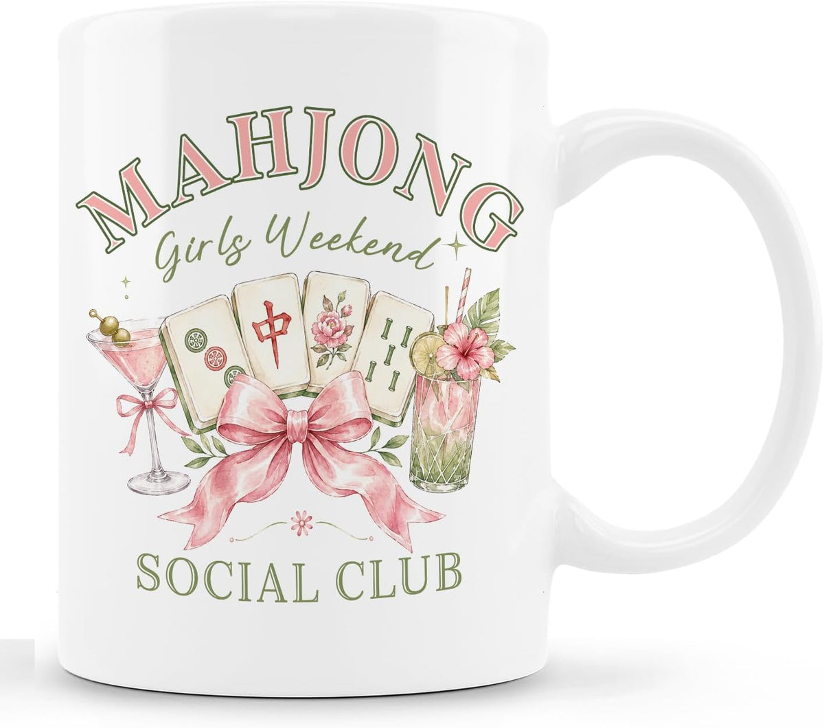 Funny Trendy Mahjong Mug, Gifts for Mahjong Lovers Players Coffee Cup Ceramic, Couples Gifts for Him and Her Ceramic Coffee Tea Mug 11 oz