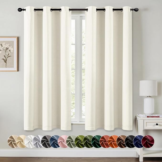 MIULEE Cream Blackout Curtains for Bedroom Living Room 45 Inches Long 2 Panels by MIULEE