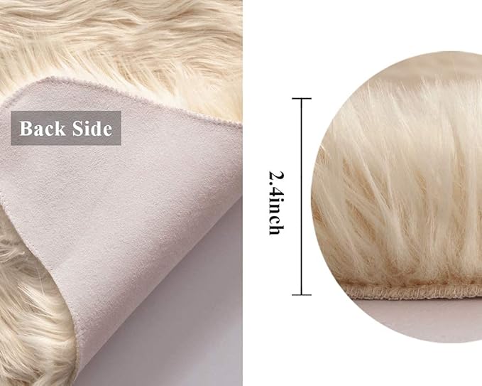 MIULEE Fluffy Rug Soft Shaggy Faux Fur Area Rug Luxury Plush Sheepskin Carpet - Image 2
