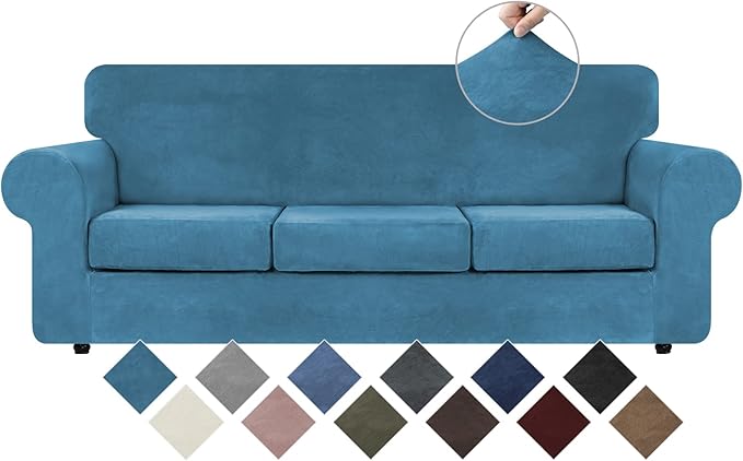WEERRW 4 Pieces Velvet High Stretch Couch Covers by WEERRW