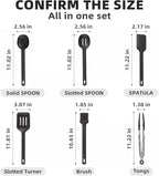Kitchen Utensils Set 6 PCS,Silicone Cooking Utensils Set,Spatula Set,446℉ Heat Resistant Cooking Utensils,Tongs,Spoon,BPA Free Kitchen Gadgets Appliances for Non-Stick Cookware,Home Essential(Black)