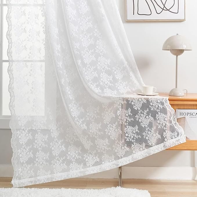 YJ YANJUN Vintage Lace Curtains 80 Inch Length - Image 6