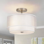 Semi Flush Mount Ceiling Light Fixture,Bedroom Ceiling Light,12.6'' Light Fixtures Ceiling Mount,Drum Light Fixture,3-Light Modern Close to Ceiling Lamps for Living Room Dining Room Kitchen Entryway
