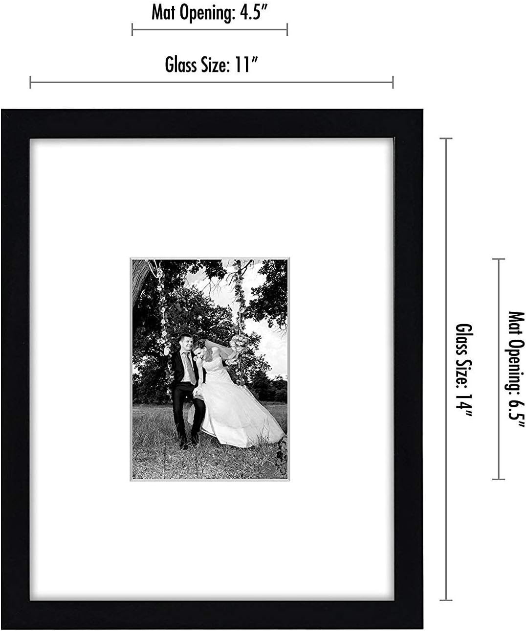 Americanflat 11x14 Picture Frame - Matted to 5x7 - Engineered Wood - Black